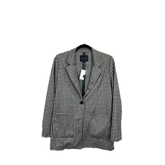 NWT Sanctuary City Houndstooth Notch Single Button Long Blazer Jacket Size Small - Picture 1 of 9